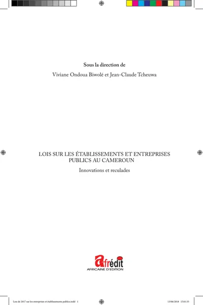 Lois sur les établissements et entreprises publics au Cameroun — Innovations et reculades