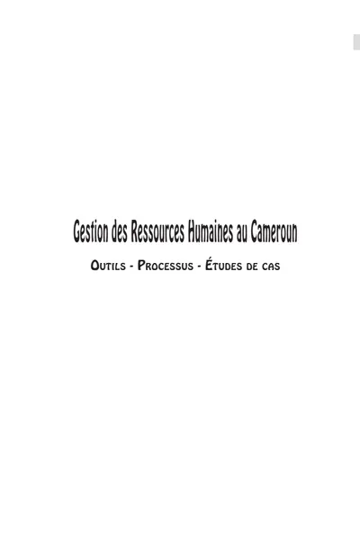 Gestion des ressources humaines au Cameroun — Outils, processus, études de cas